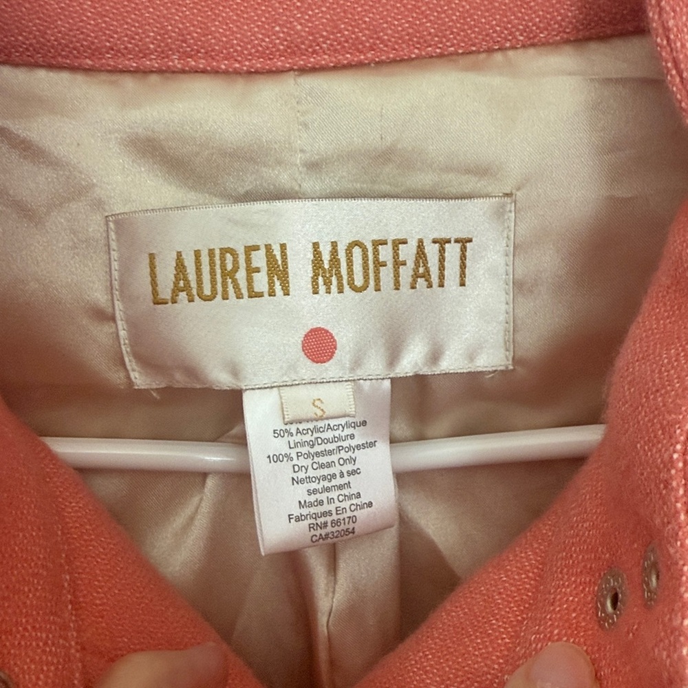 Coral Coat with Arrow Pattern Lauren moffat Anthropologie - Picture 2 of 6